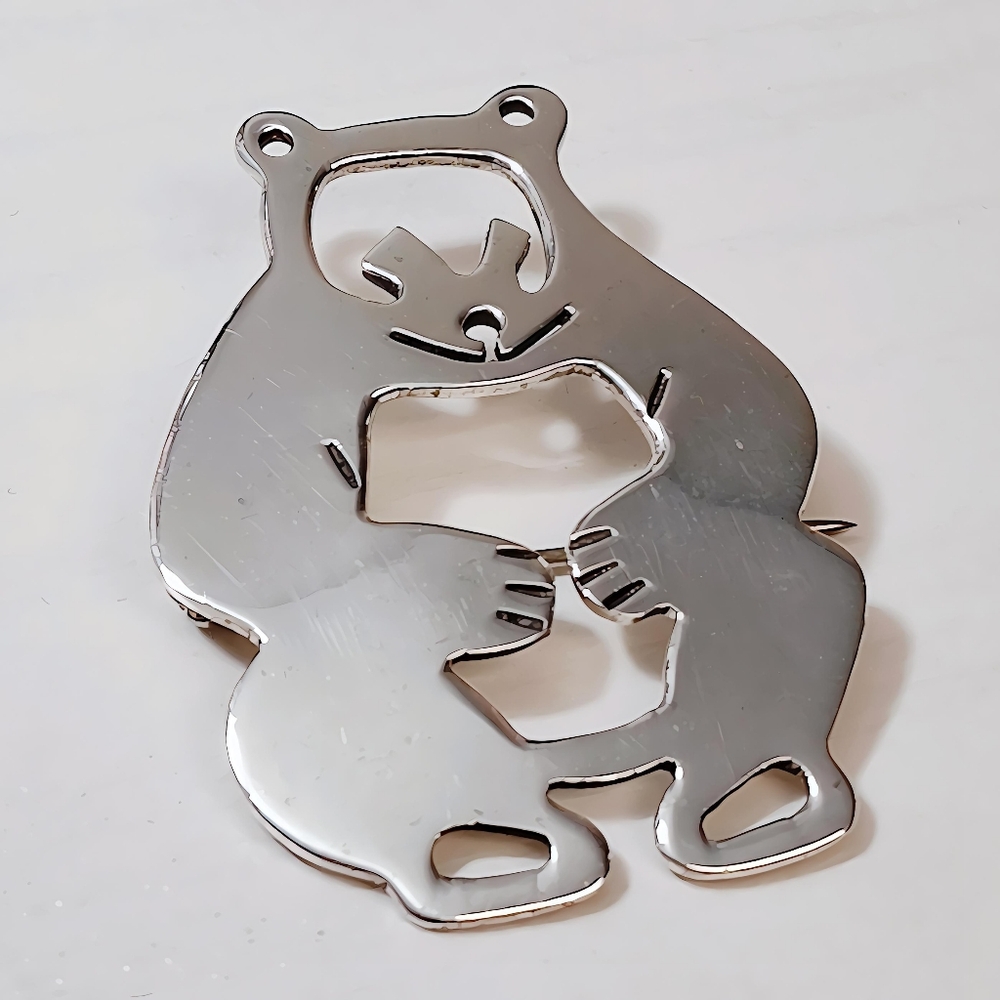 TAXCO Sterling Silver Openwork Cutout Grizzly Bear Brooch Pin - Picture 3 of 9